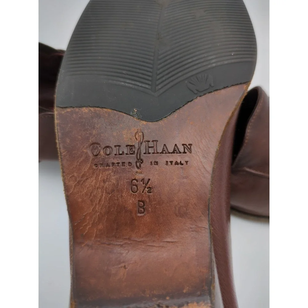 Cole Haan City Low Heel Loafers Italy Womens Size 6.5 B Brown Leather F9385‎